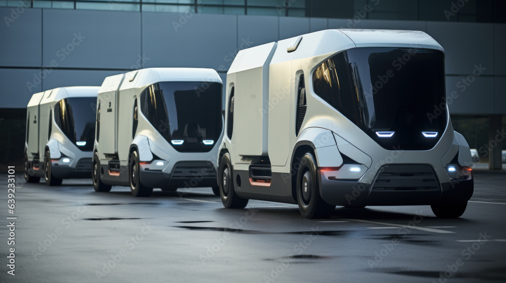 Futuristic electric trucks with different shapes