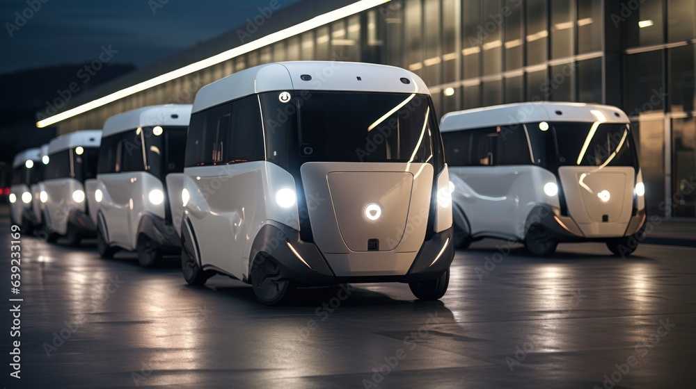 Obraz premium Futuristic electric trucks with different shapes
