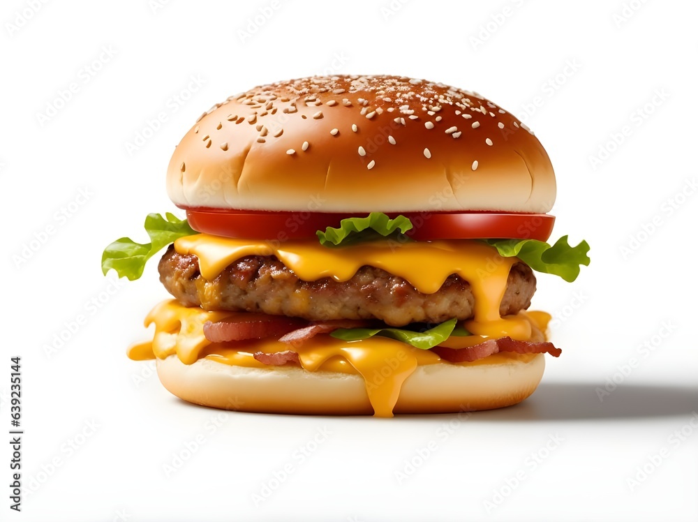 double cheeseburger isolated on white