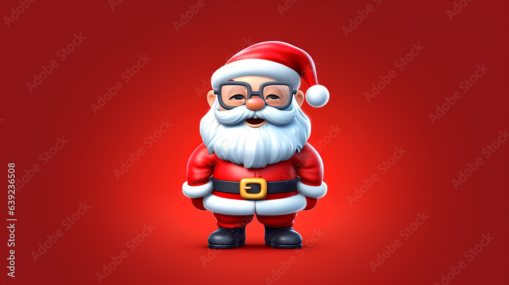 3D render of a funny cartoon character Santa Claus, a merry Christmas icon, a happy grandfather on a red background. 3D render of a funny cartoon character Santa Claus, a merry Christmas icon, a happy grandfather on a red background.