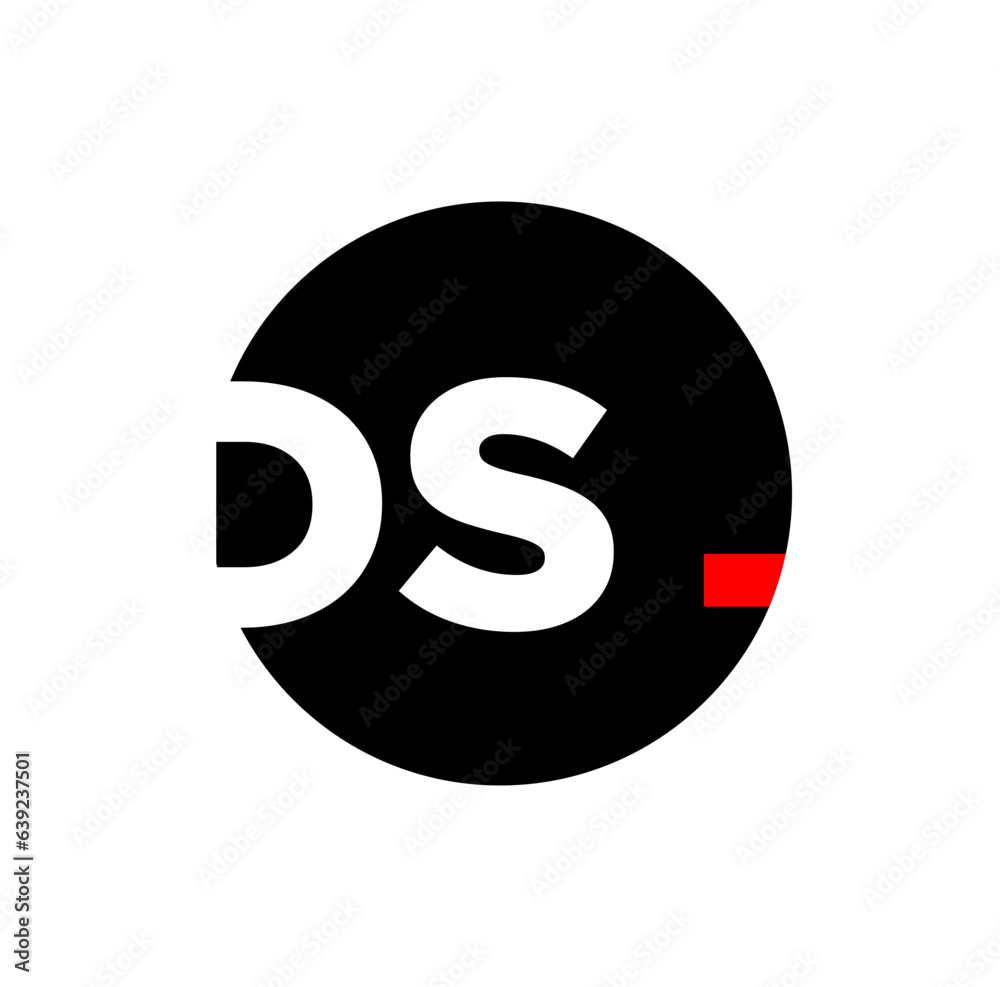 DS brand name vector icon with red dot. DS brand name vector icon with red dot.