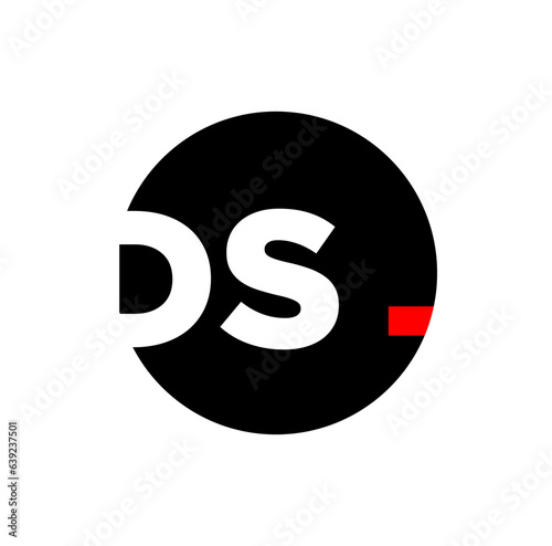 DS brand name vector icon with red dot.