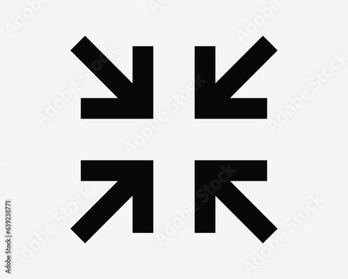 Four Arrows Point In Icon Zoom Out 4 Points Gesture Inside Target Black White Outline Shape Vector Clipart Graphic Illustration Artwork Sign Symbol