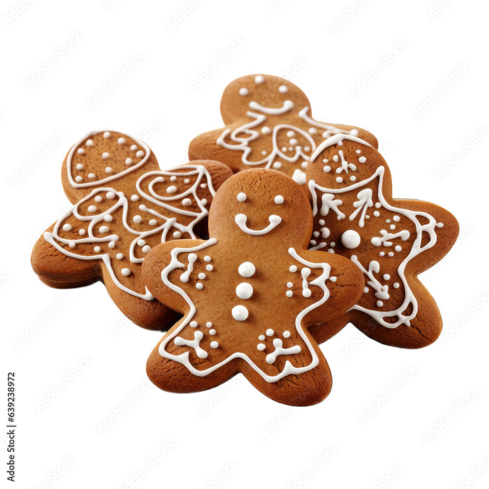 Personalized Gingerbread Cookie Set isolated on transparent background. Generative AI Personalized Gingerbread Cookie Set isolated on transparent background. Generative AI