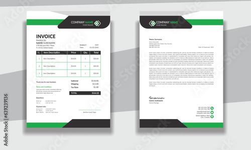 Corporate modern professional clean business invoice and letterhead design template with yellow blue green and red color creative modern letter head design template for your project letterhead.