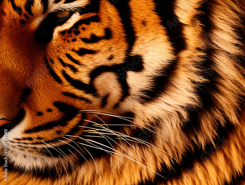 Close-up of tiger s face. Macro shot of a tiger.