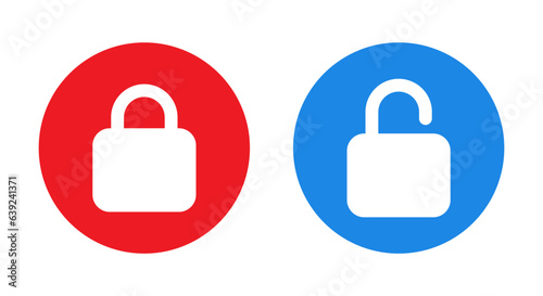 Lock and unlock button icon vector in flat style. Open and close padlock sign symbol