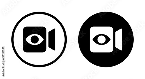 Live video icon vector in circle line. Streaming videos sign symbol