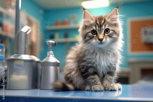 cute little cat in vet clinic, ai generated