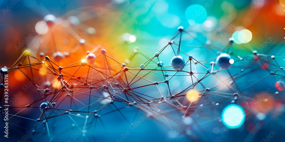 Abstract Healthcare Network: abstract depiction of a global healthcare network, with interconnected nodes and data streams. - obrazy, fototapety, plakaty 