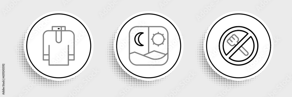 Set line Ramadan fasting, Shirt kurta and icon. Vector Set line Ramadan fasting, Shirt kurta and icon. Vector
