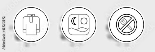 Set line Ramadan fasting, Shirt kurta and icon. Vector