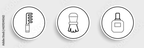 Set line Aftershave, Hairbrush and Shaving icon. Vector