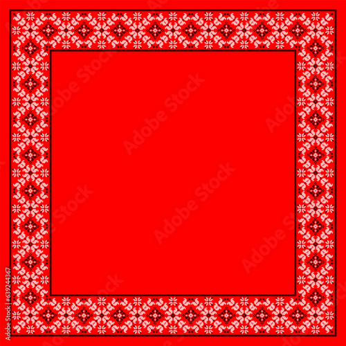 Vector illustration of Ukrainian ornament in ethnic floral style, identity, vyshyvanka, embroidery for print clothes, websites, banners. Background. Geometric design