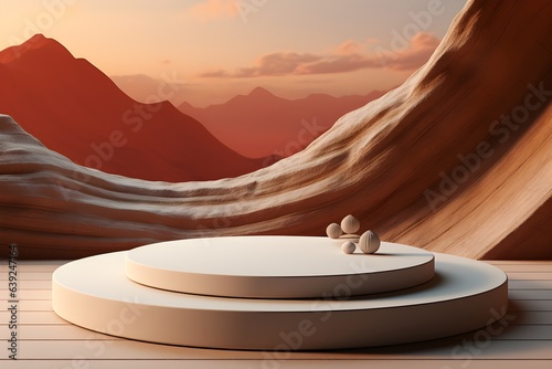3D realistic podium for product shooting with a lot of space to put a product with Abstract scene concept AI Generative Illustration.