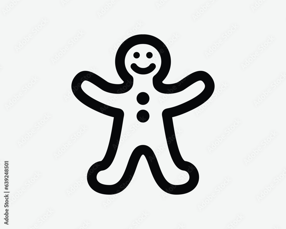 Gingerbread Man Line Icon Ginger Bread Cookie Person Shape Christmas Holiday Food Dessert Biscuit Sweet Black White Line Outline Sign Symbol Vector Gingerbread Man Line Icon Ginger Bread Cookie Person Shape Christmas Holiday Food Dessert Biscuit Sweet Black White Line Outline Sign Symbol Vector