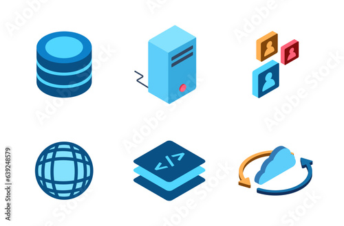 AI-Cloud element isometric icons set.