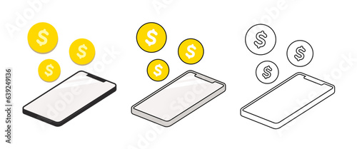 スマホとドルマーク アイコン ベクターイラスト
