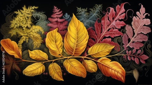 Beautiful and Colorful Arrangement of Autumn Leaves