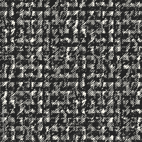 Ink Hatching Textured Checked Pattern