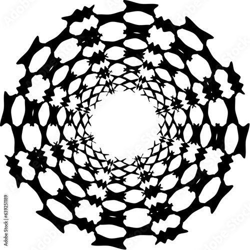 geometric optical illusion. white and black circle pattern