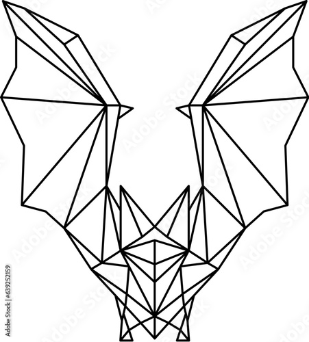 Baticon. Abstract triangular style. Contour for tattoo, logo, emblem and design element. Hand drawn sketch of a bat.