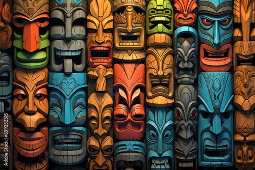 Wooden Tiki Mask Wallpaper Background
