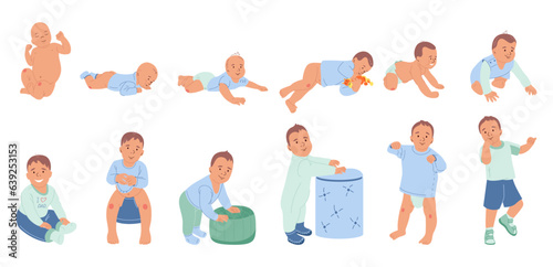 Baby Development Stages Flat Icons