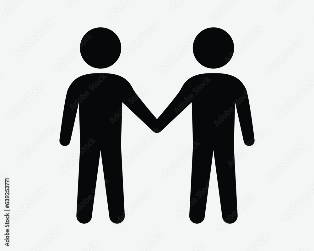 Stick Figure Hold Hand Icon Gay Couple Two Men Man Holding Relationship Friends Partner LGBT LGBTQ Team Teamwork Black White Vector Clipart Sign Symbol Stick Figure Hold Hand Icon Gay Couple Two Men Man Holding Relationship Friends Partner LGBT LGBTQ Team Teamwork Black White Vector Clipart Sign Symbol