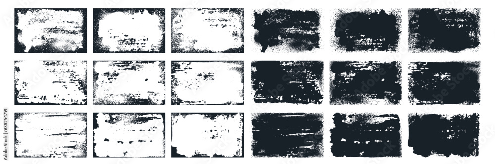 Grunge Distressed dirty textures black & white Set
