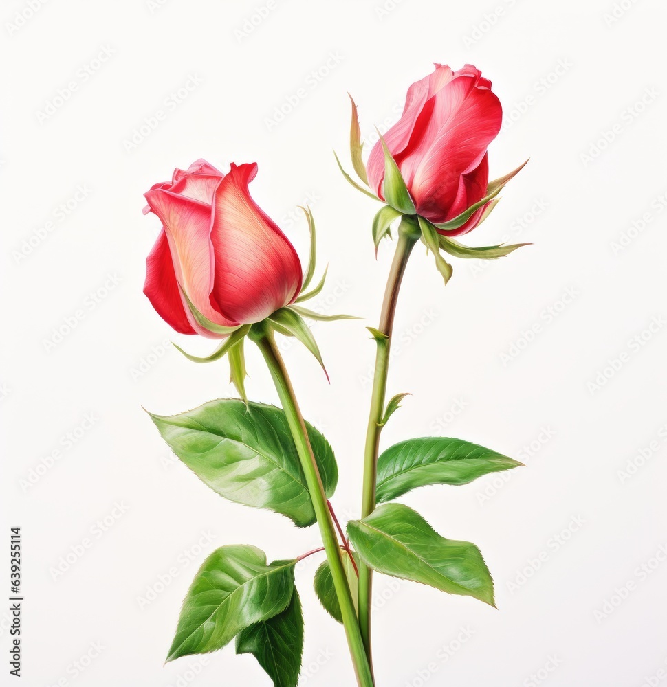 pink rose buds isolated on white