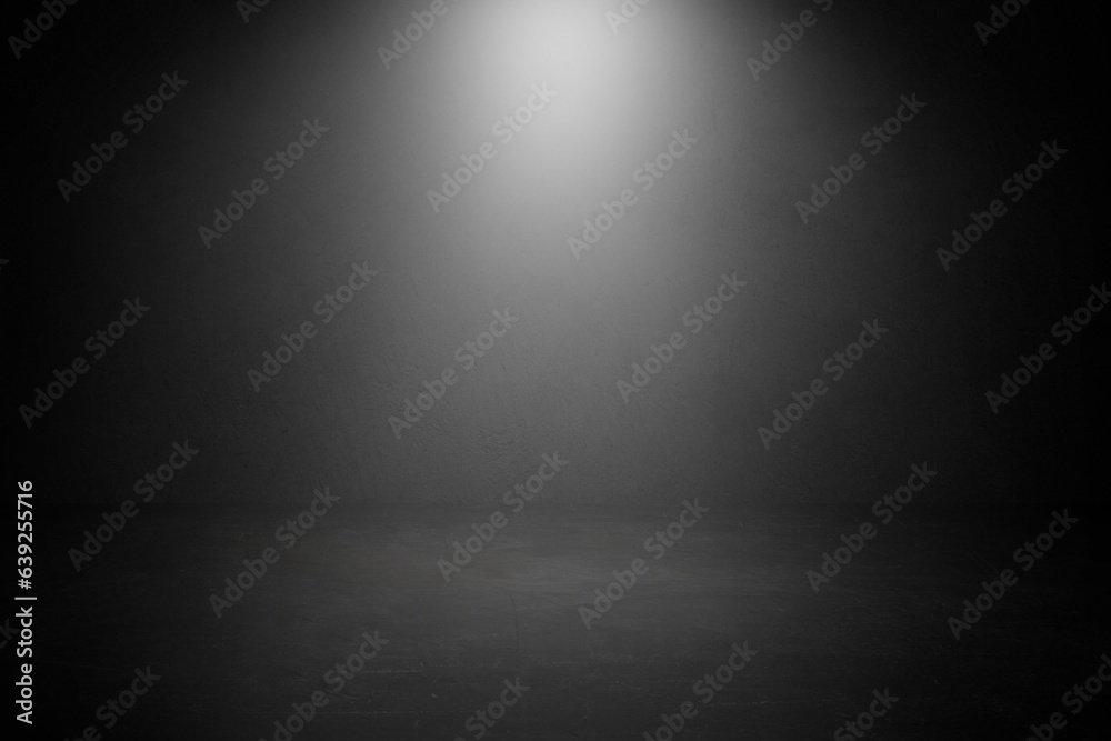 Black empty room studio with gradient white spotlight for display product
