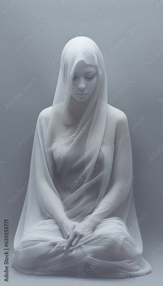 Sculpture of a Woman in White Silk