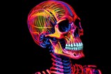 Colroful Neon Skeleton Against a Black Background