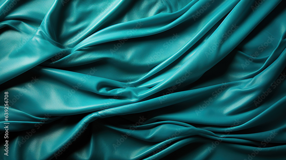 Fototapeta premium Flowing Soft Wavy Pattern Cyan Color Luxury Silk Cloth