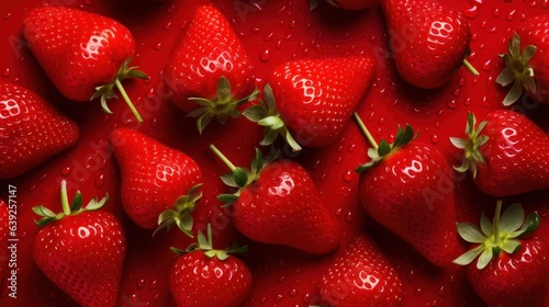 strawberries on a red background