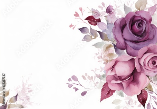 a bouquet of purple roses in a frame style.