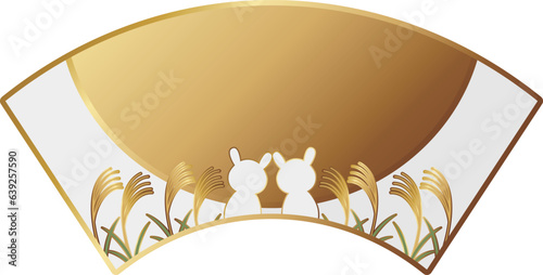 高級感のある十五夜の扇型フレーム　ホワイト＆ゴールド