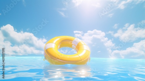 Lifering floats in a crystal clear blue swimming pool