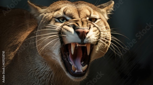 Ferocious Puma. Discover Ultra-Realistic Image of Snarling Wildcat's Intense Anger and Powerful Presence © Alexander Beker