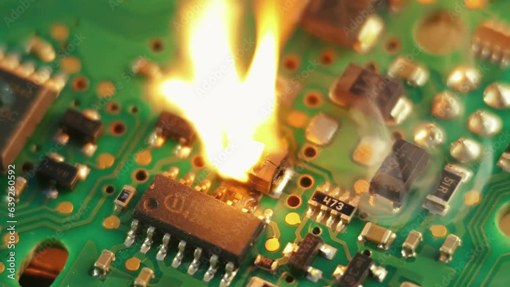 Tantalum capacitor explodes in slow motion. Computer virus consequences