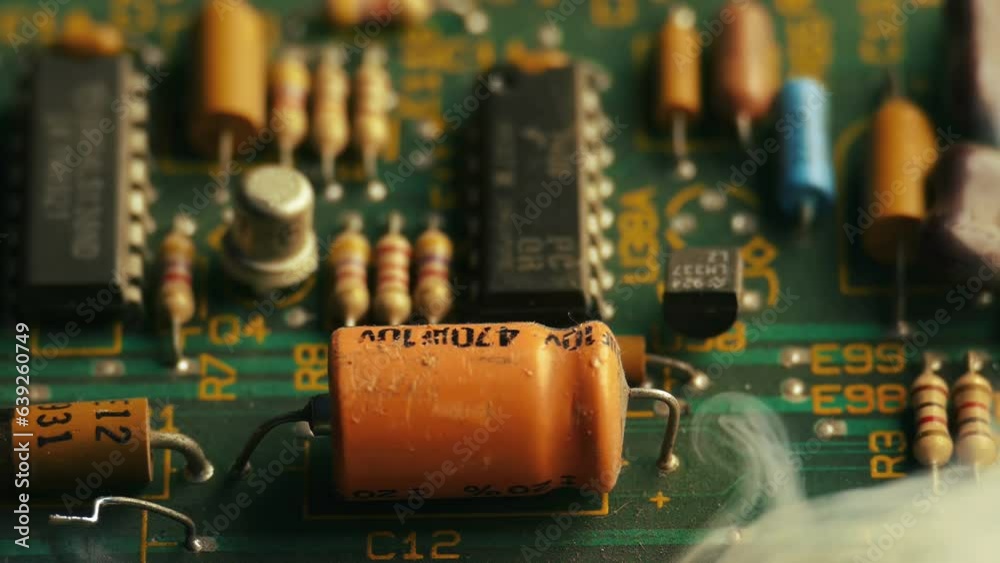 PC system failure. Motherboard failure. the capacitor explodes in slow