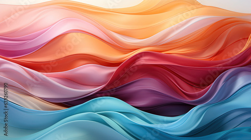 Flow Smooth Wavy Pattern Made of Gossamer Pink and Cyan Color Luxury Silk Transparent Cloths