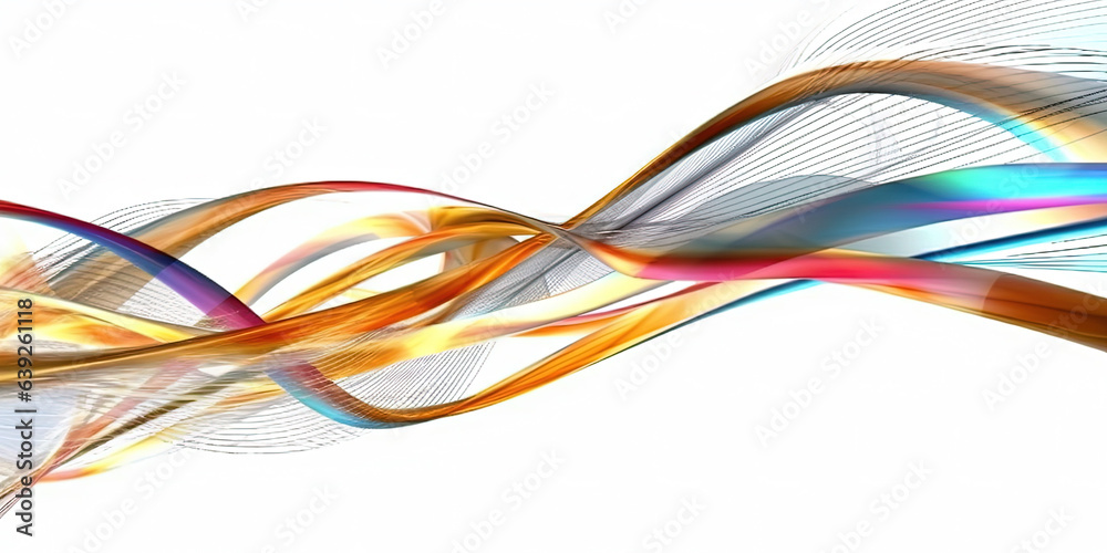 Fototapeta premium Colorful Distorted Lines Swirling Around White Background
