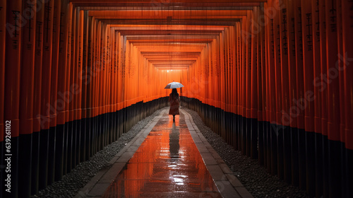 Traditional Japanese Kyotos Fushimi Inari Shrine Landscape photo
