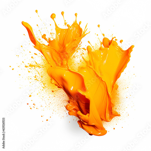 Orange holi paint splash on white