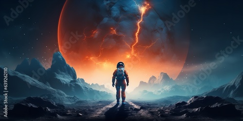 Astronaut on alien planet Generative Ai.