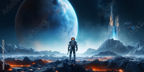 Astronaut on alien planet Generative Ai.