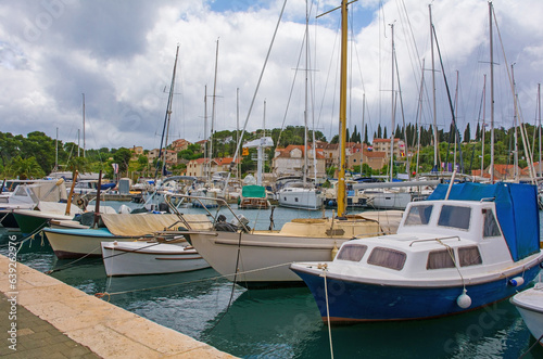 The harbour of Milna Village on the west coast of Brac Island in Croatia photo