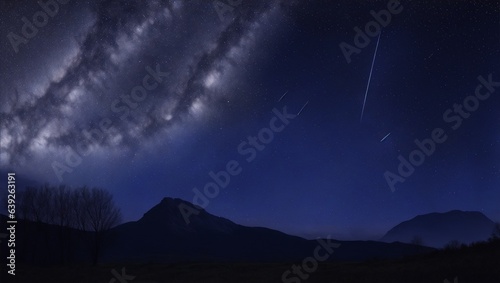 Mountain with starry night